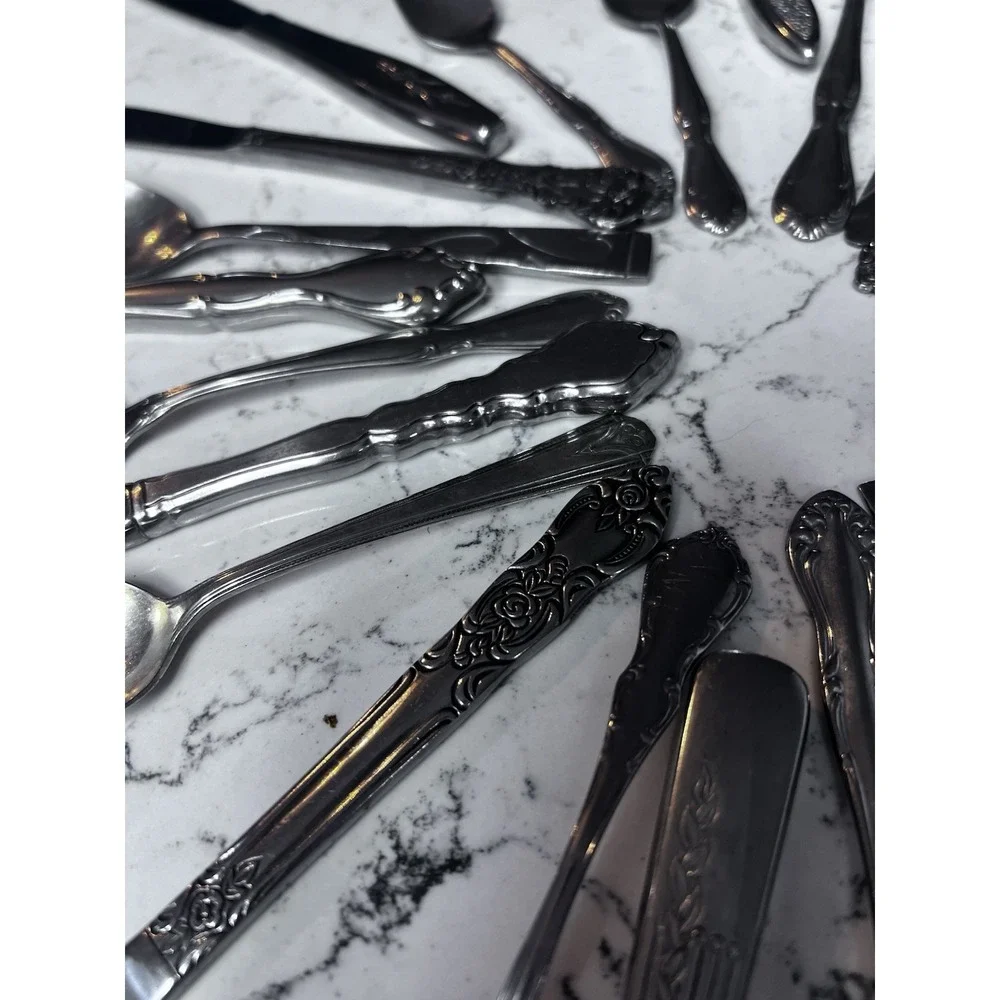 Craft Stainless Spoons Knives Forks Lot Of 26 Vtg Flatware Ornate Jewelry Making